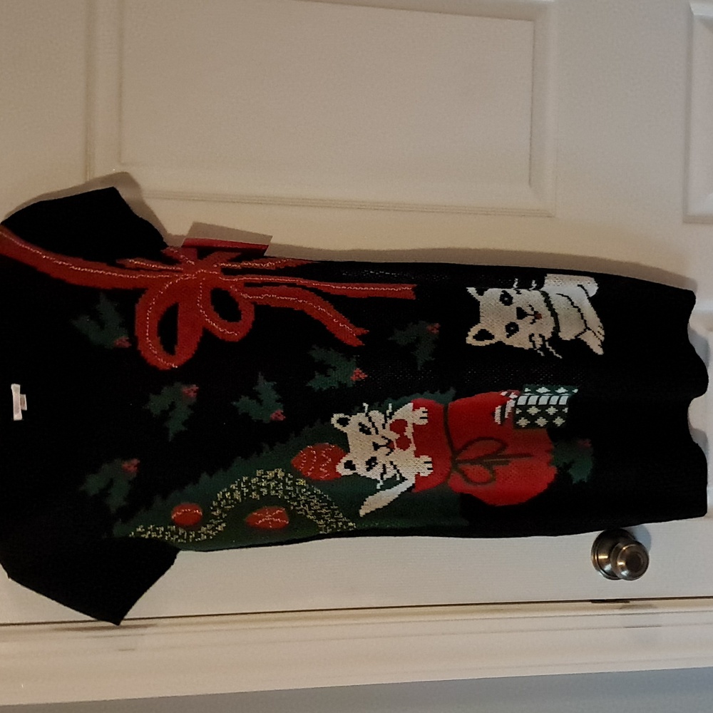 Christmas Cat black dress. Size M